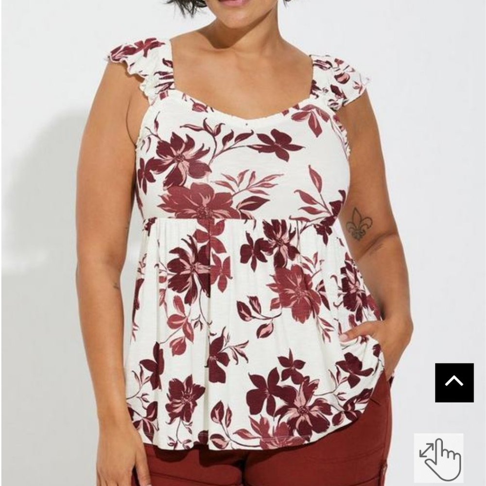 Babydoll Super Soft Slub Ruffle Shoulder Tank